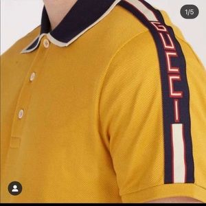 Gucci Mustard Logo Striped Polo w Tags/bag